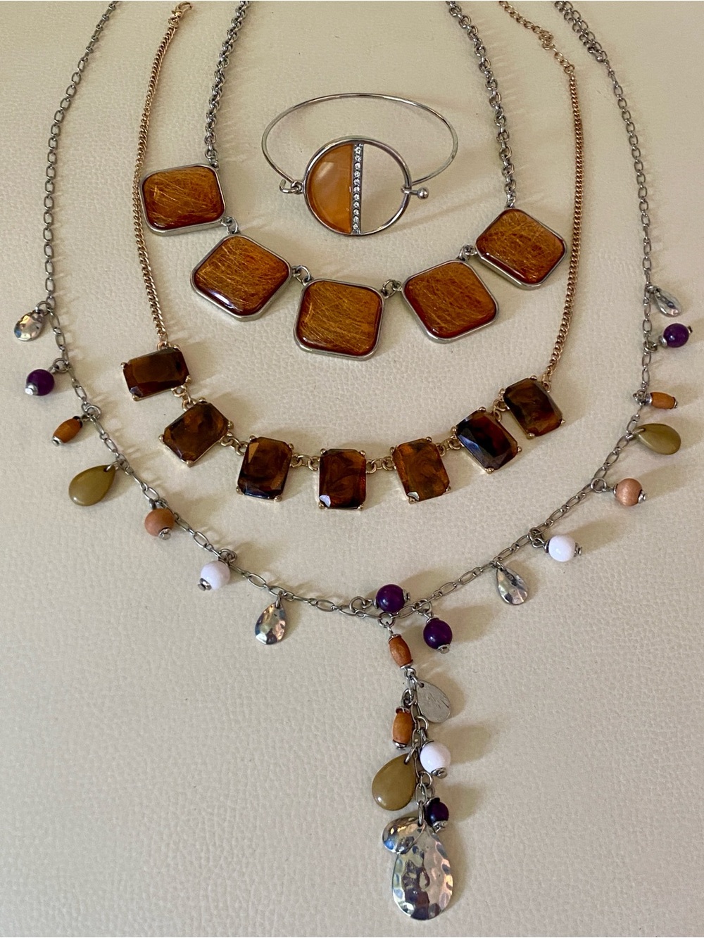 Career Collection Amber Brown Necklace & Bracelet Jewellery Lot
